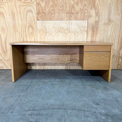 Mid Century Oak Veneer Desk with Drawers