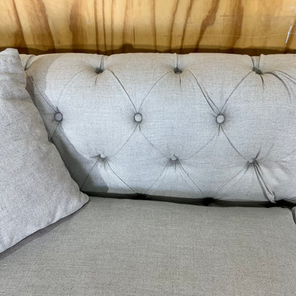 Natural Linen Chesterfield Style Couch/Sofa