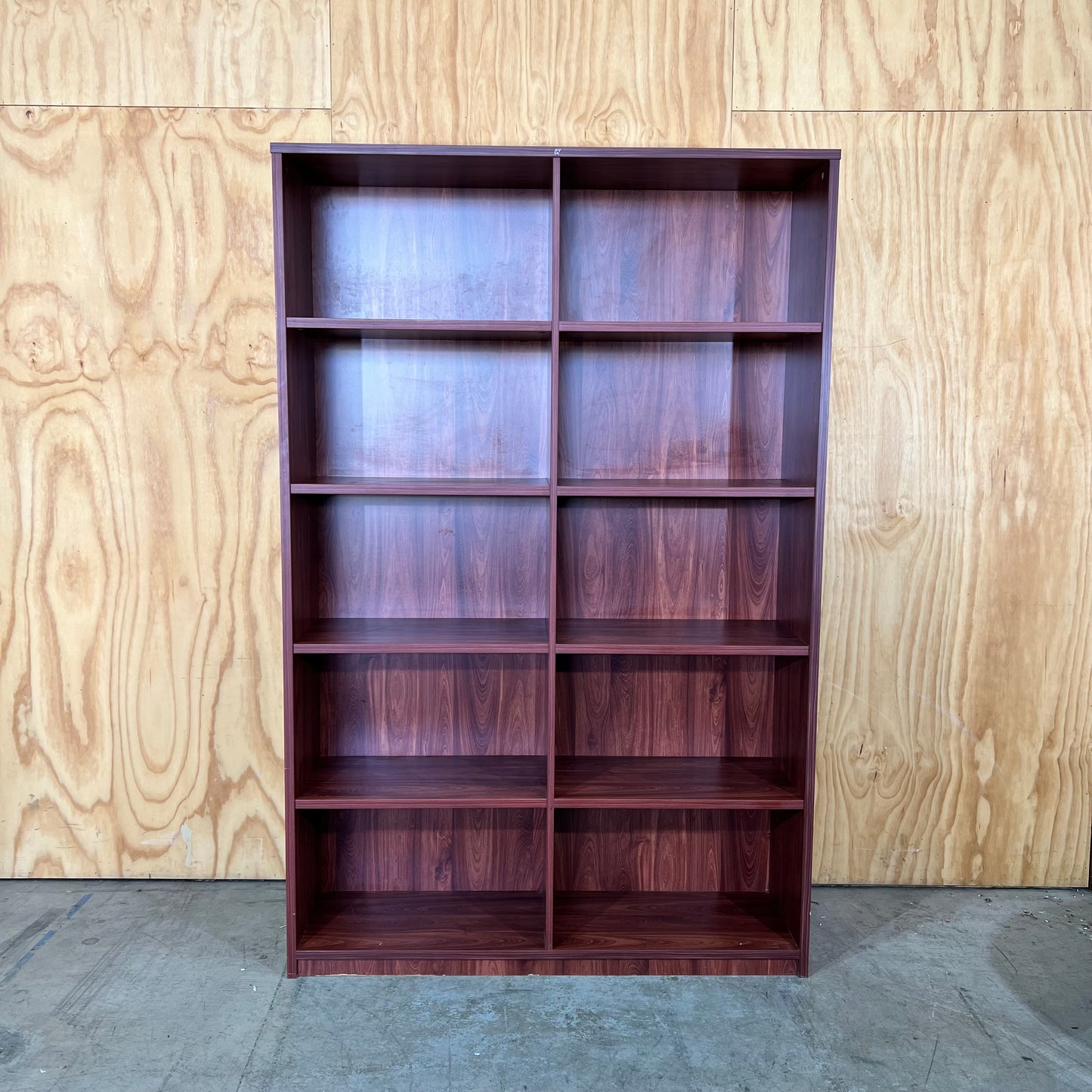 Large Dark Timber Veneer Double Bookshelf