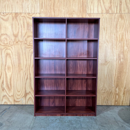 Large Dark Timber Veneer Double Bookshelf