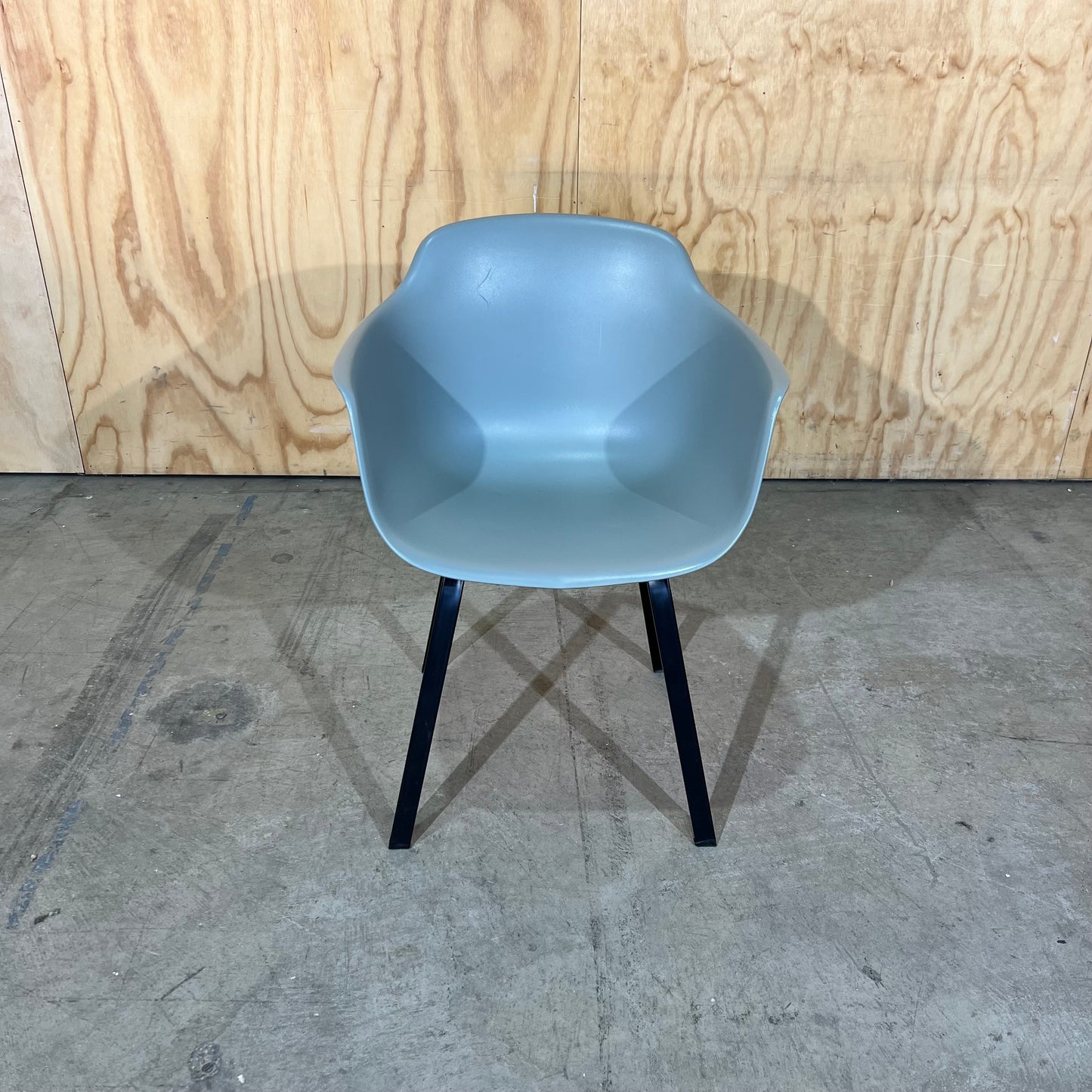Grey Plastic Tub Chair with Black Legs