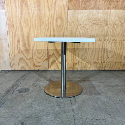 White Square Cafe Table on Chrome Base