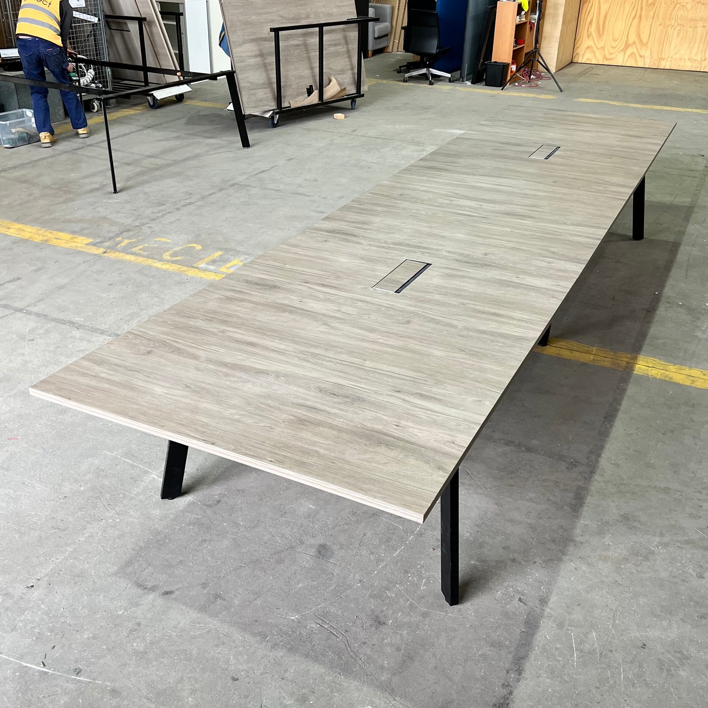 Commercial Boardroom Table with Cable Boxes - 14 Seater