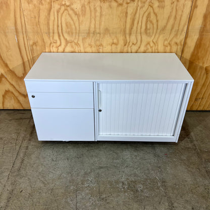 Krost White Drawer Caddy with Tambour Door - No keys