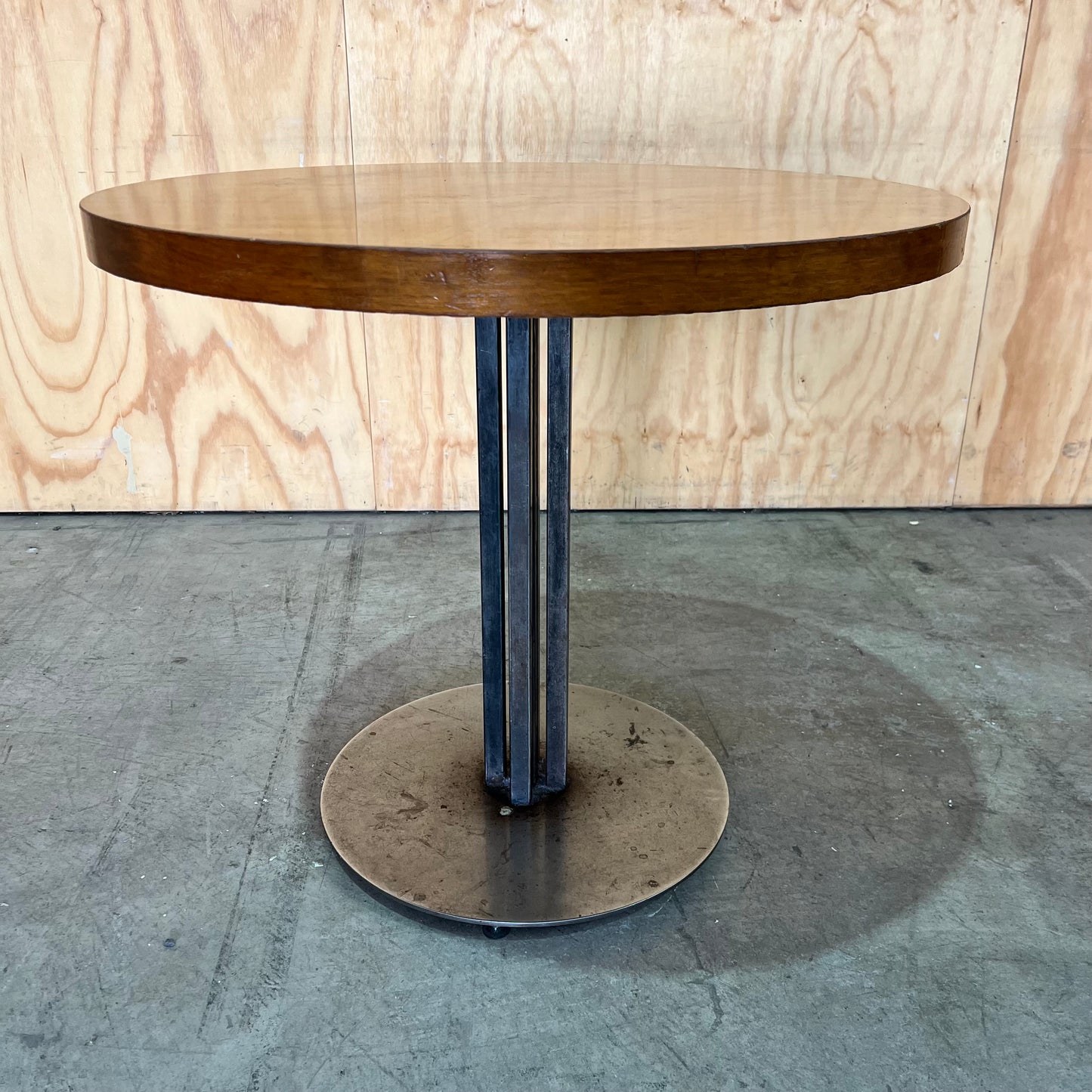 Industrial Round Hardwood Table