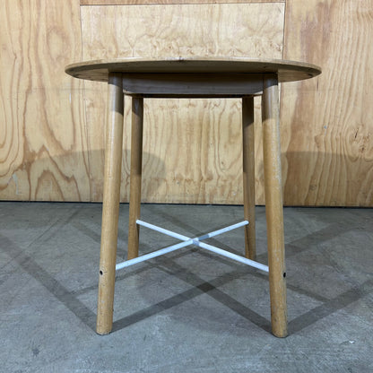 Round Timber Table with White Cross Base (Pine Finish)