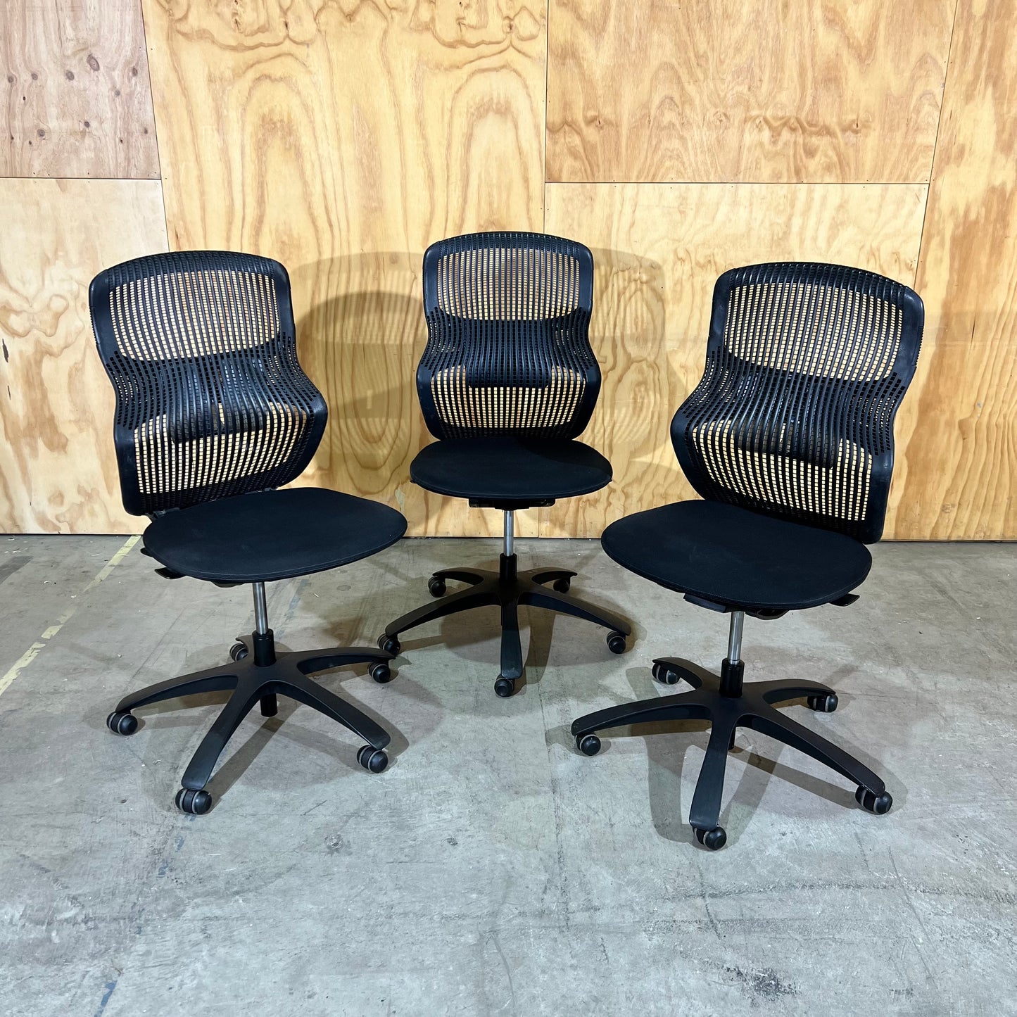 Black Mesh Task Chairs on Wheels