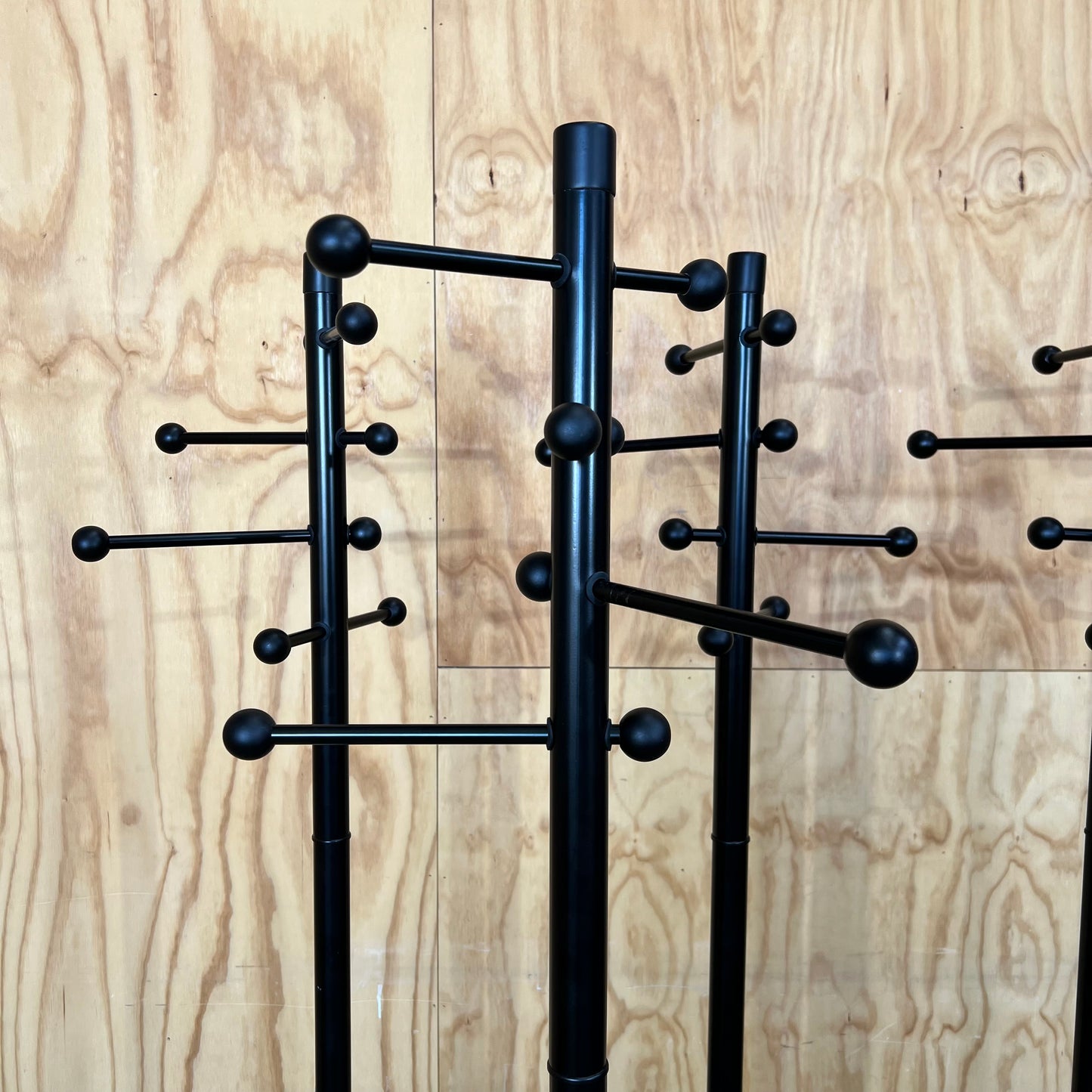 Black Metal Coat Rack with Ball Knobs and Marble Base