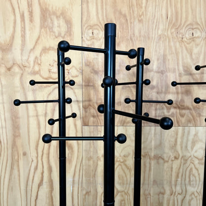 Black Metal Coat Rack with Ball Knobs and Marble Base