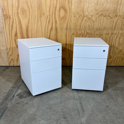 3-Drawer Pedestal in White