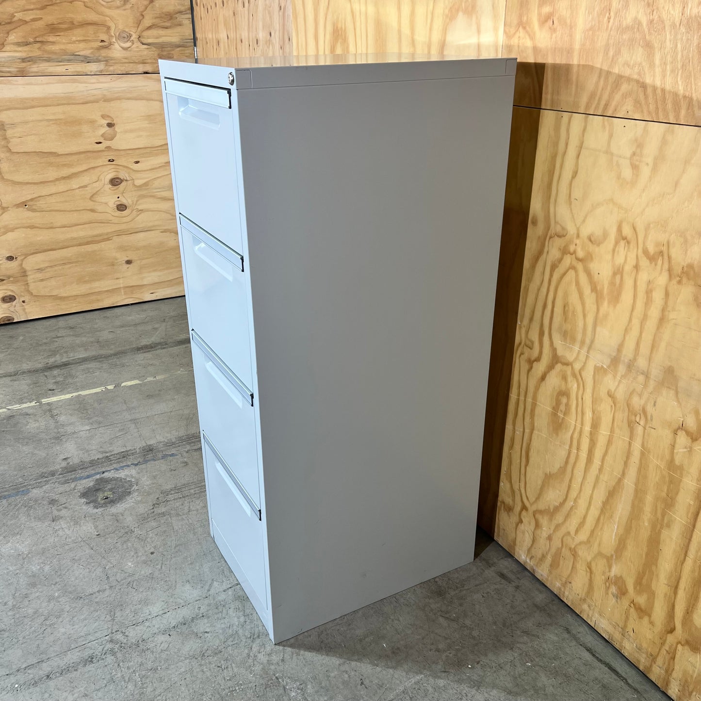Grey Metal Four Drawer Filing Cabinet