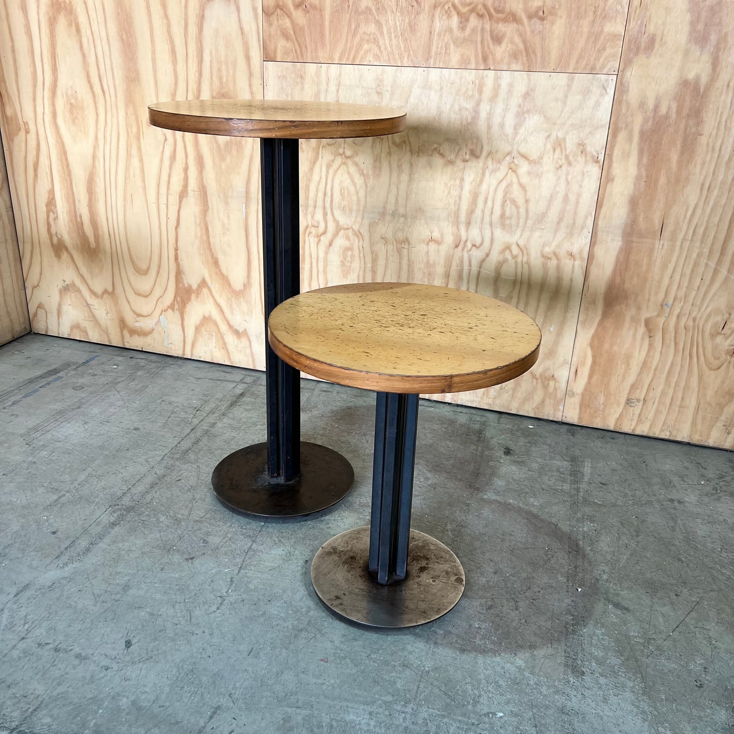 Industrial Round Ash Timber Bar Table