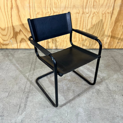 Black Director-Style Saddle Leather Chair