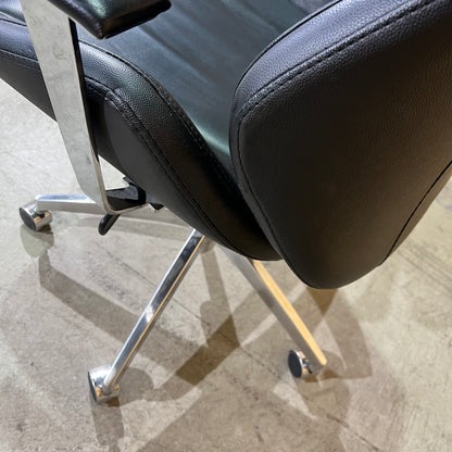 Black leather executive chair with arms
