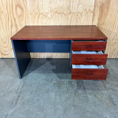 Desk with integrated Pedestal in Cherry Wood Laminate