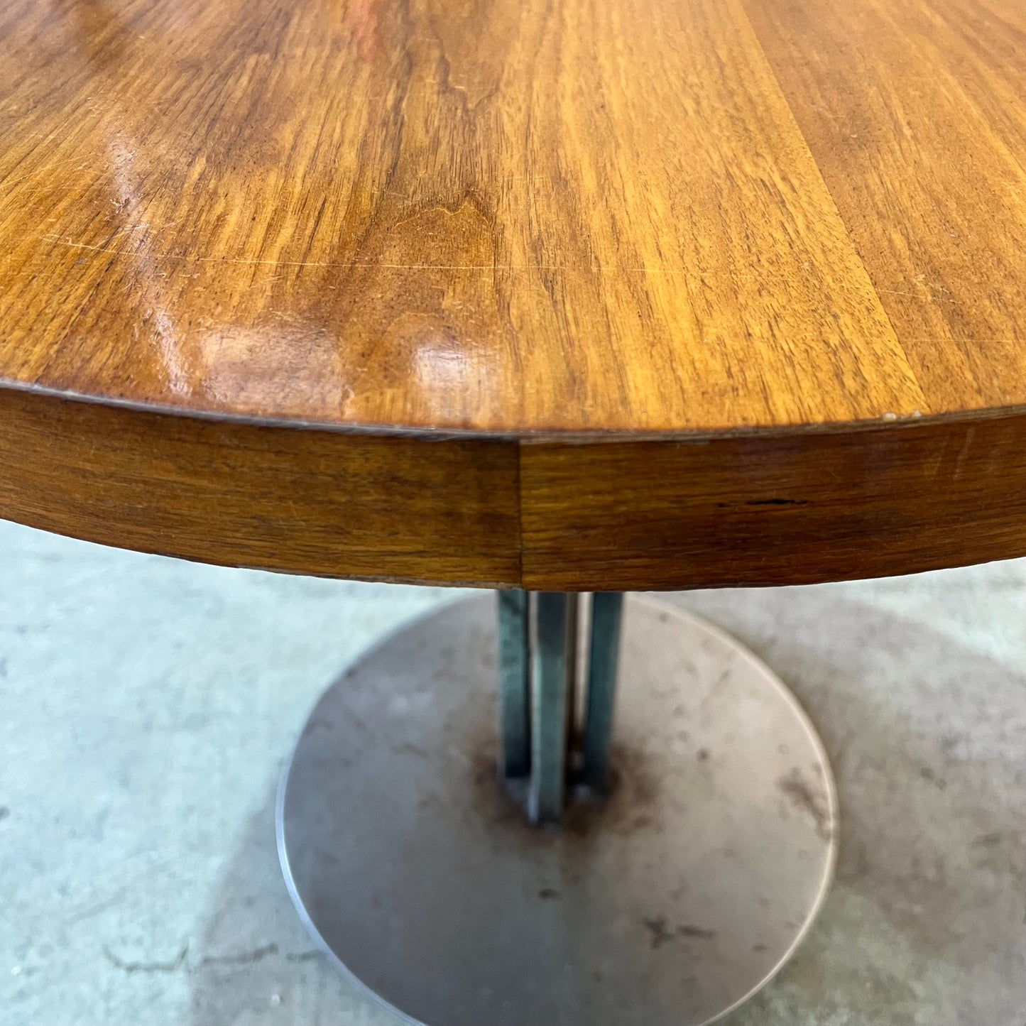 Industrial Round Hardwood Table