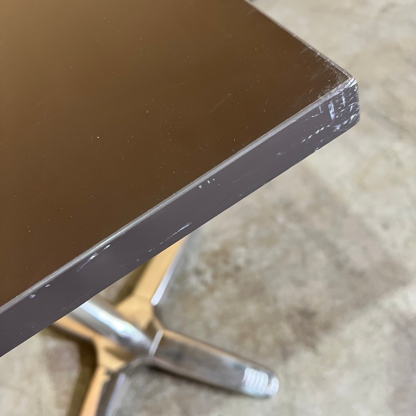 Commercial Square Cafe Table in Chocolate Laminate & Chrome