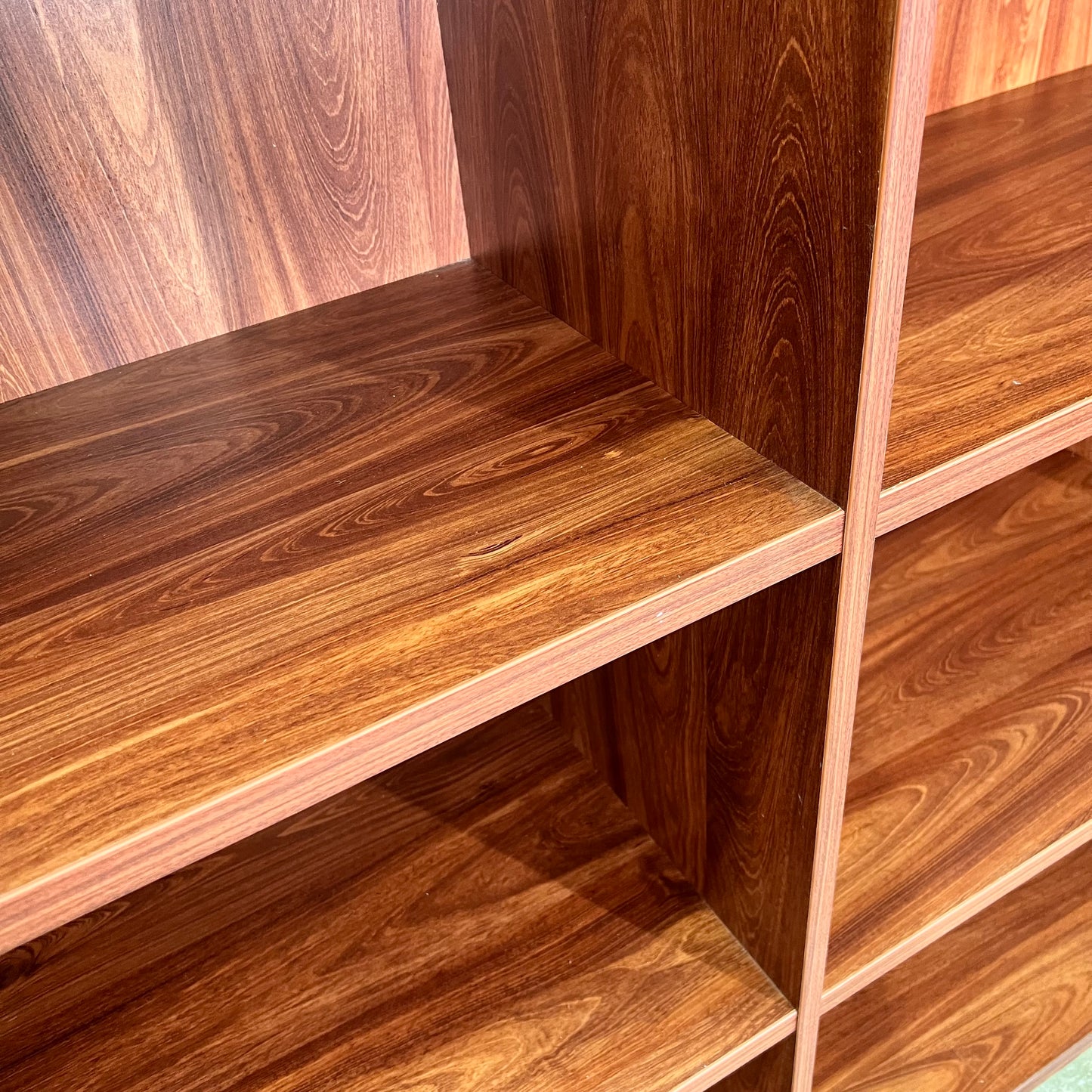 Large Dark Timber Veneer Double Bookshelf