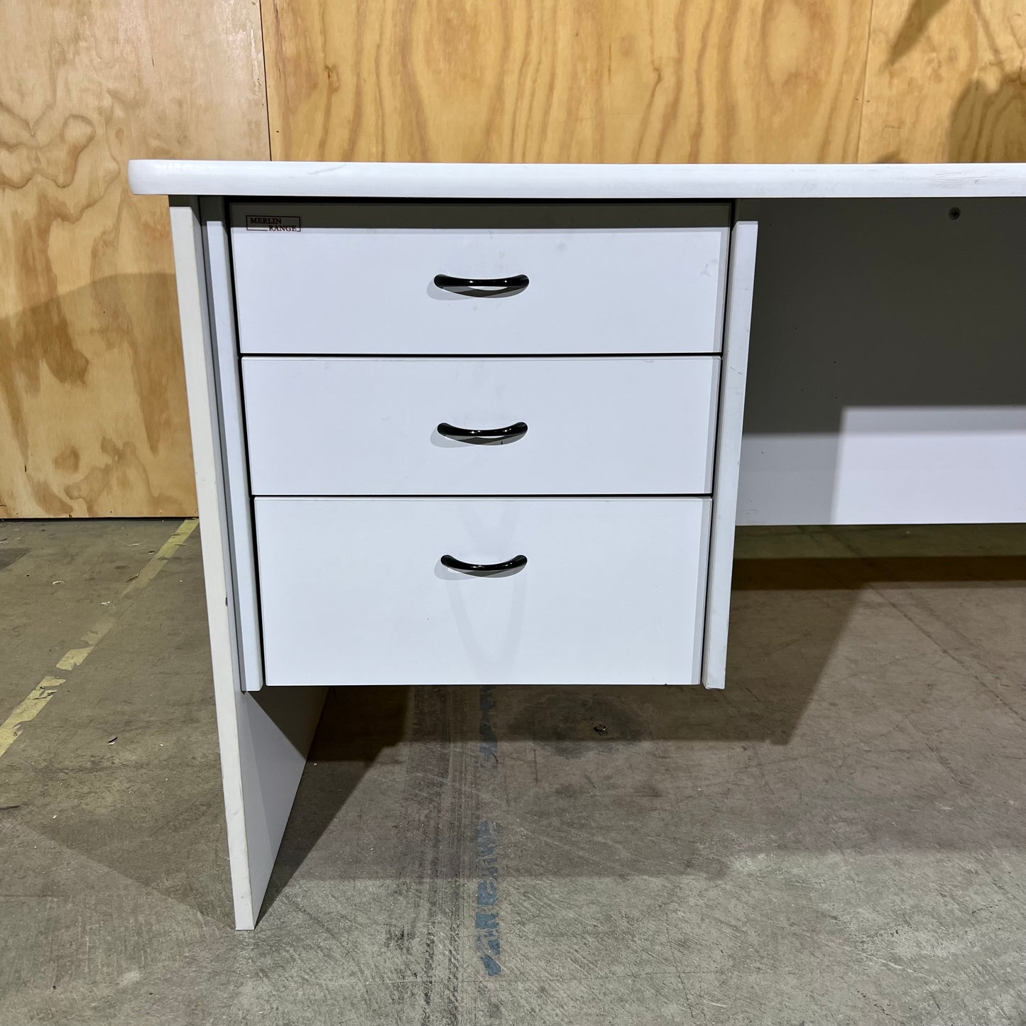 Light Grey Desk with Three Drawers