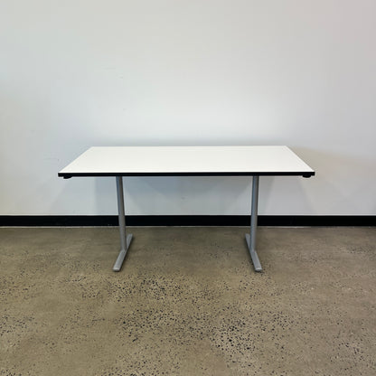 White Flip Table Black Trim on Castors