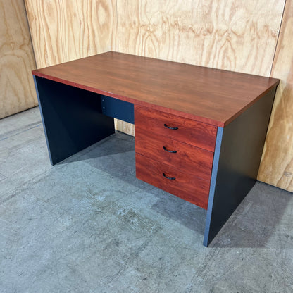 Desk with integrated Pedestal in Cherry Wood Laminate