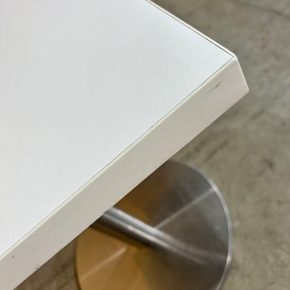 White Square Cafe Table on Chrome Base