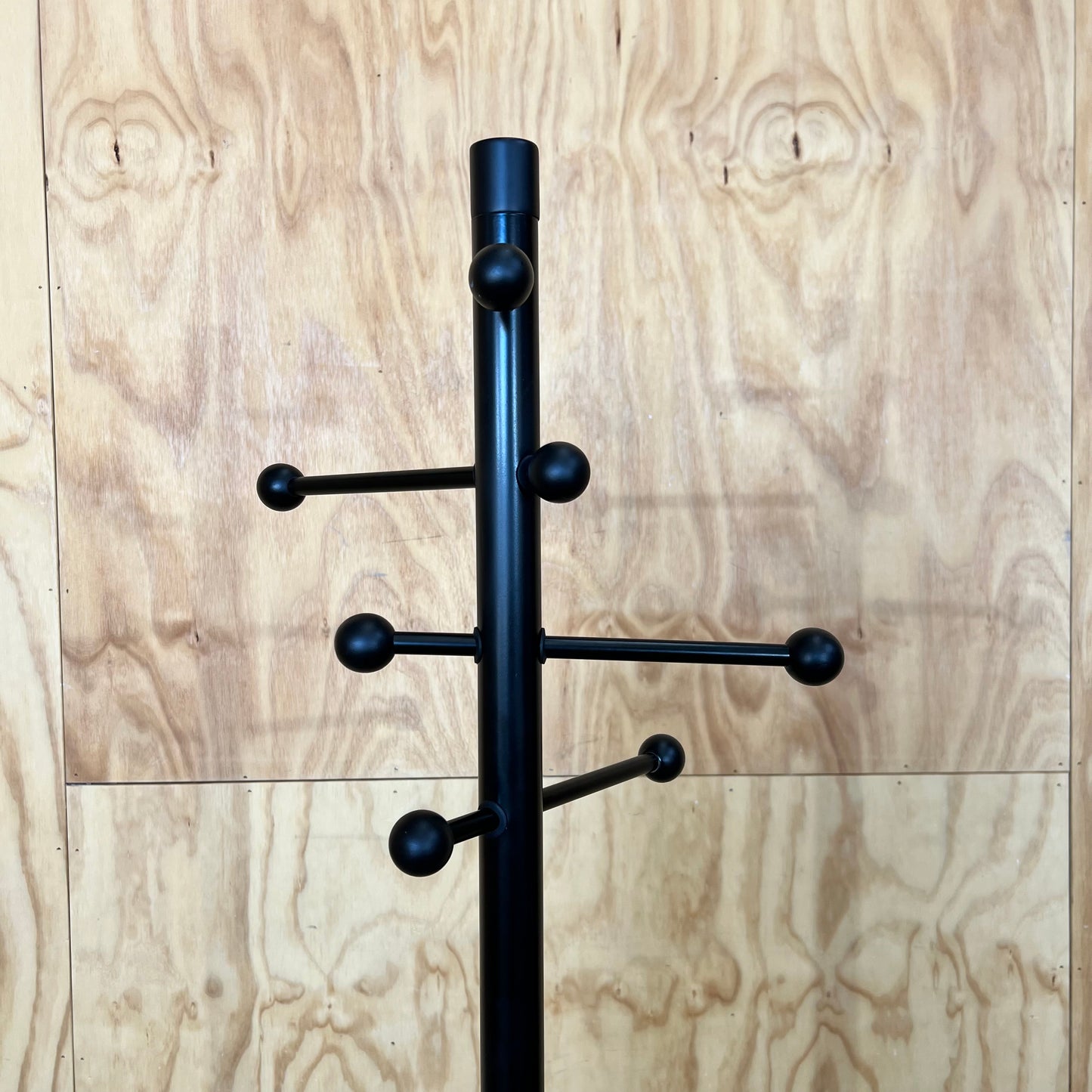 Black Metal Coat Rack with Ball Knobs and Marble Base