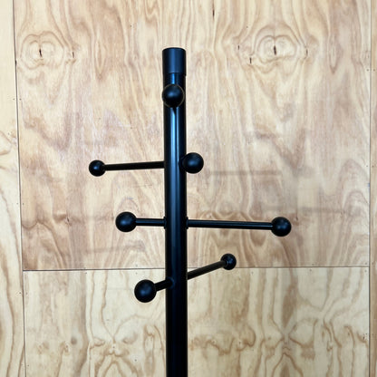 Black Metal Coat Rack with Ball Knobs and Marble Base