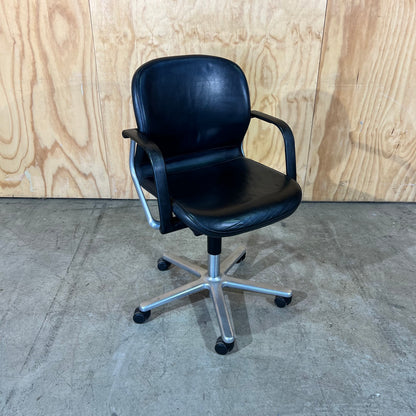 Wilkhahn FS 211/8 Black Leather Swivel Chair