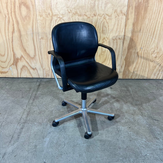 Wilkhahn FS 211/8 Black Leather Swivel Chair