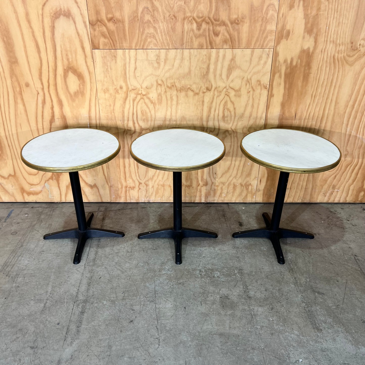 Round Cafe Table with Brass Trim