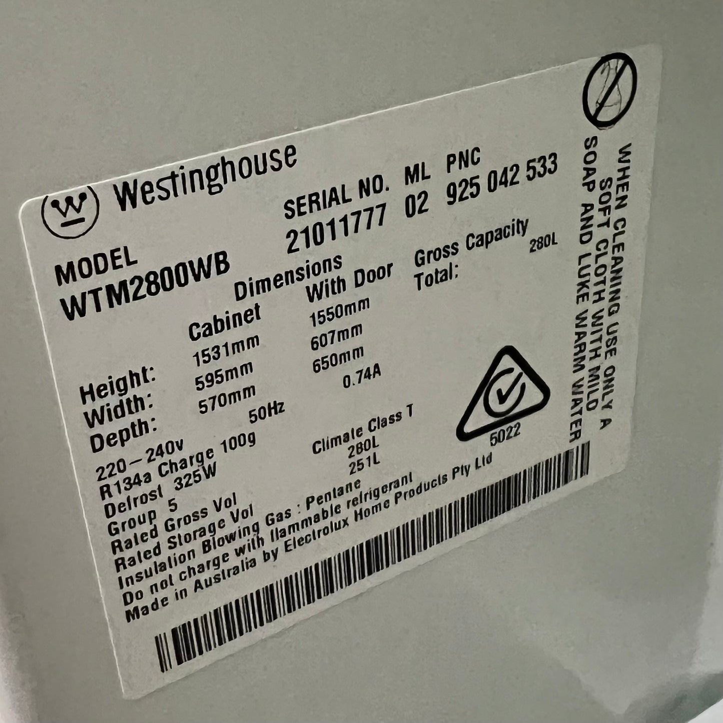 Westinghouse Fridge/Freezer