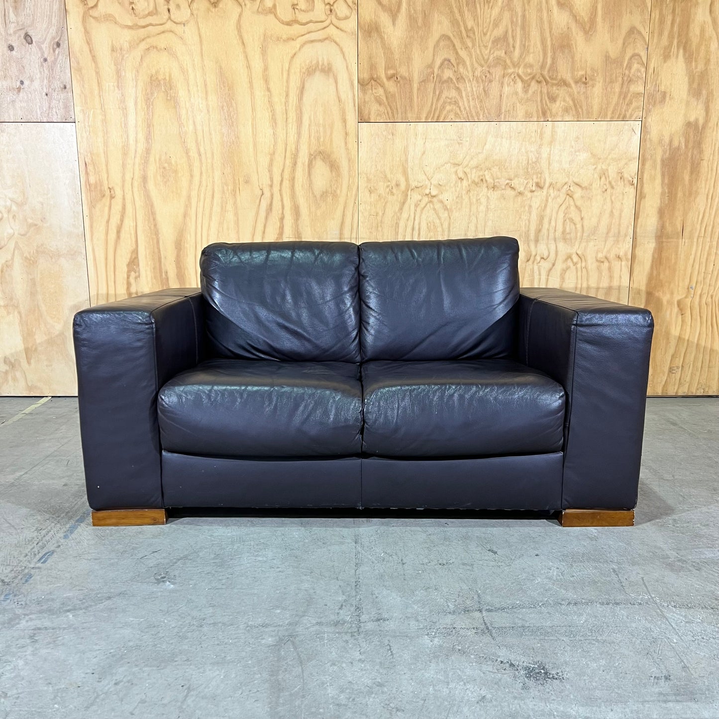 Leather 2 Seater Sofa in Black and Dark Brown