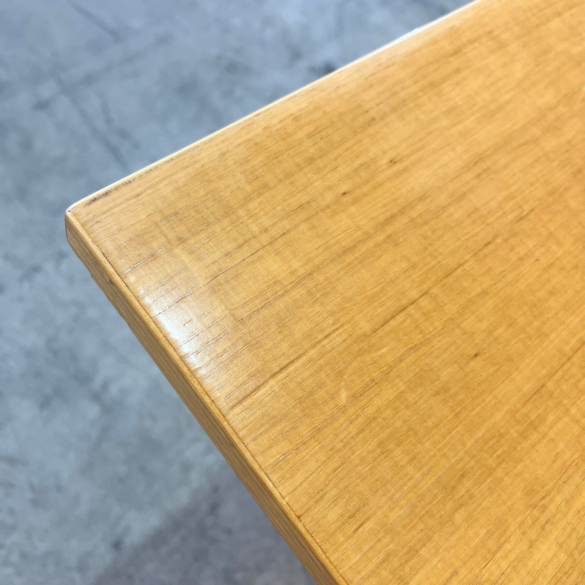 Square Timber Finish Cafe Table with Chrome Base