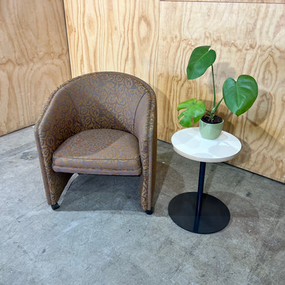 Upholstered Gold Deco Print Tub Chairs
