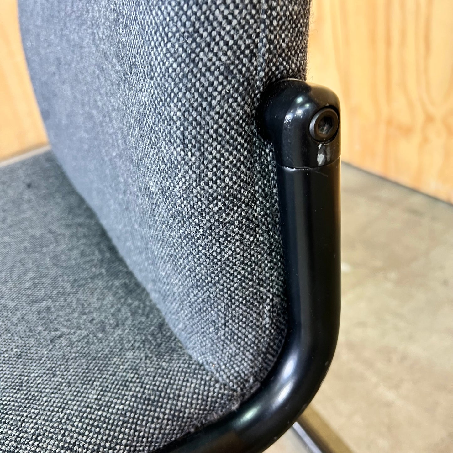Commercial Upholstered Grey Sled Chair