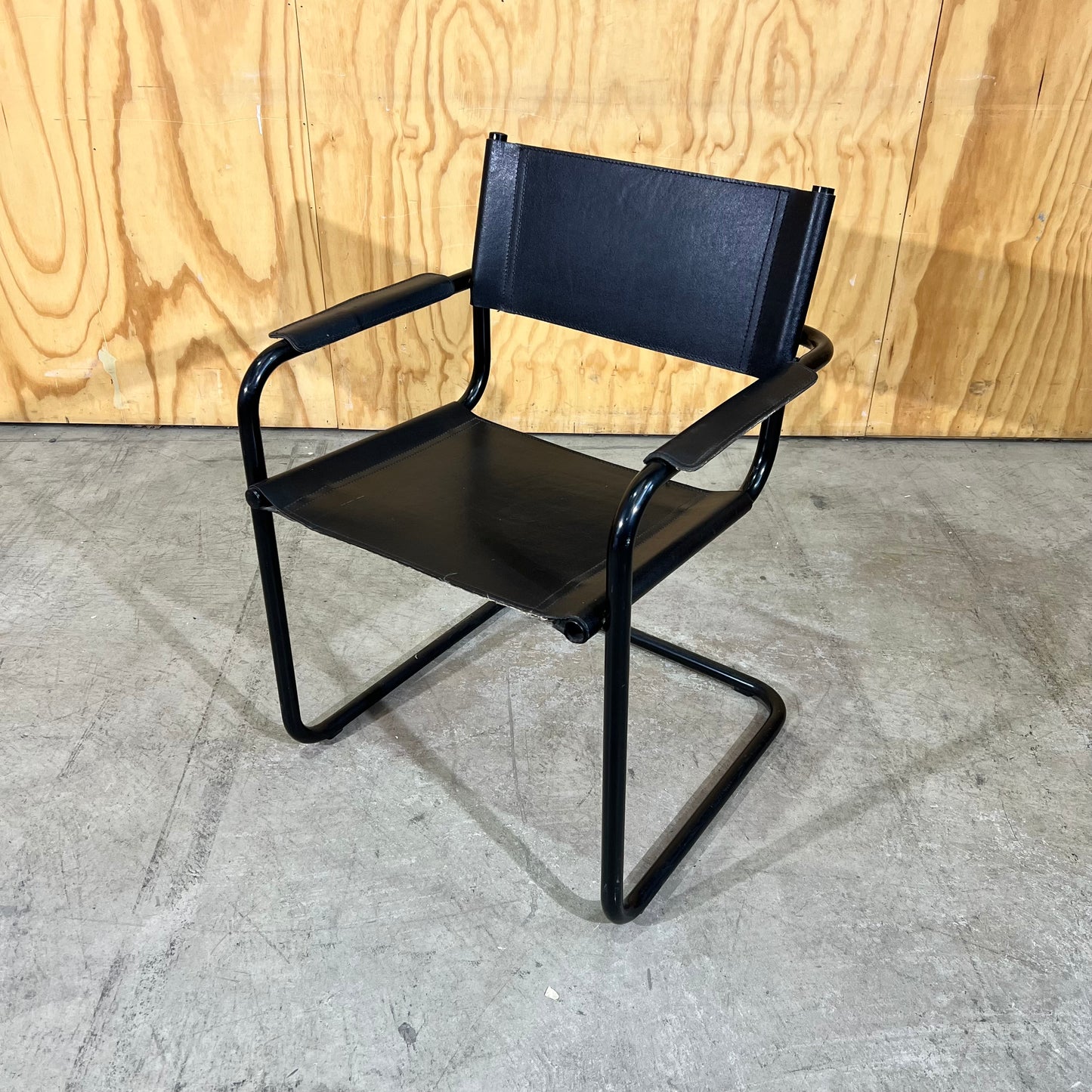 Black Director-Style Saddle Leather Chair