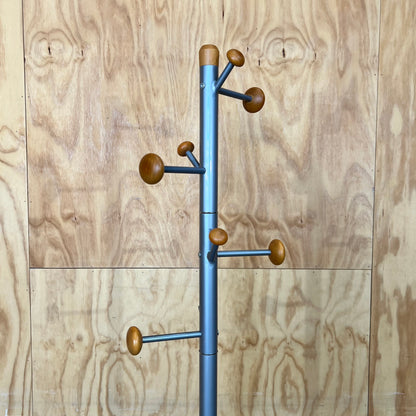 Grey Metal Coat Rack with Timber Knobs
