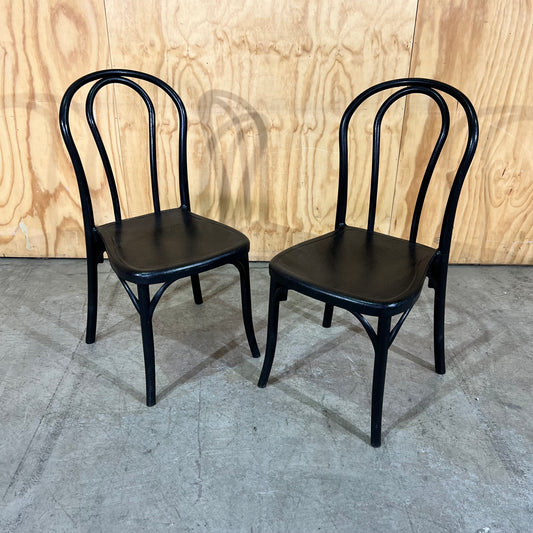 Black Plastic Moulded Bentwood Bistro Chair