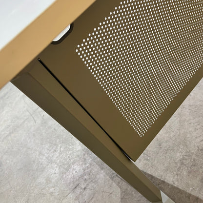 White Desk with Grey Base and Modesty Screen