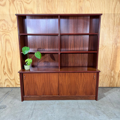 Modern Timber Veneer Credenza with Hutch