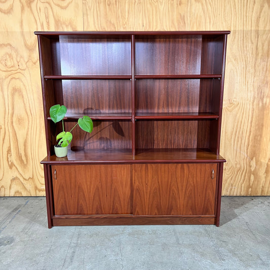 Modern Timber Veneer Credenza with Hutch
