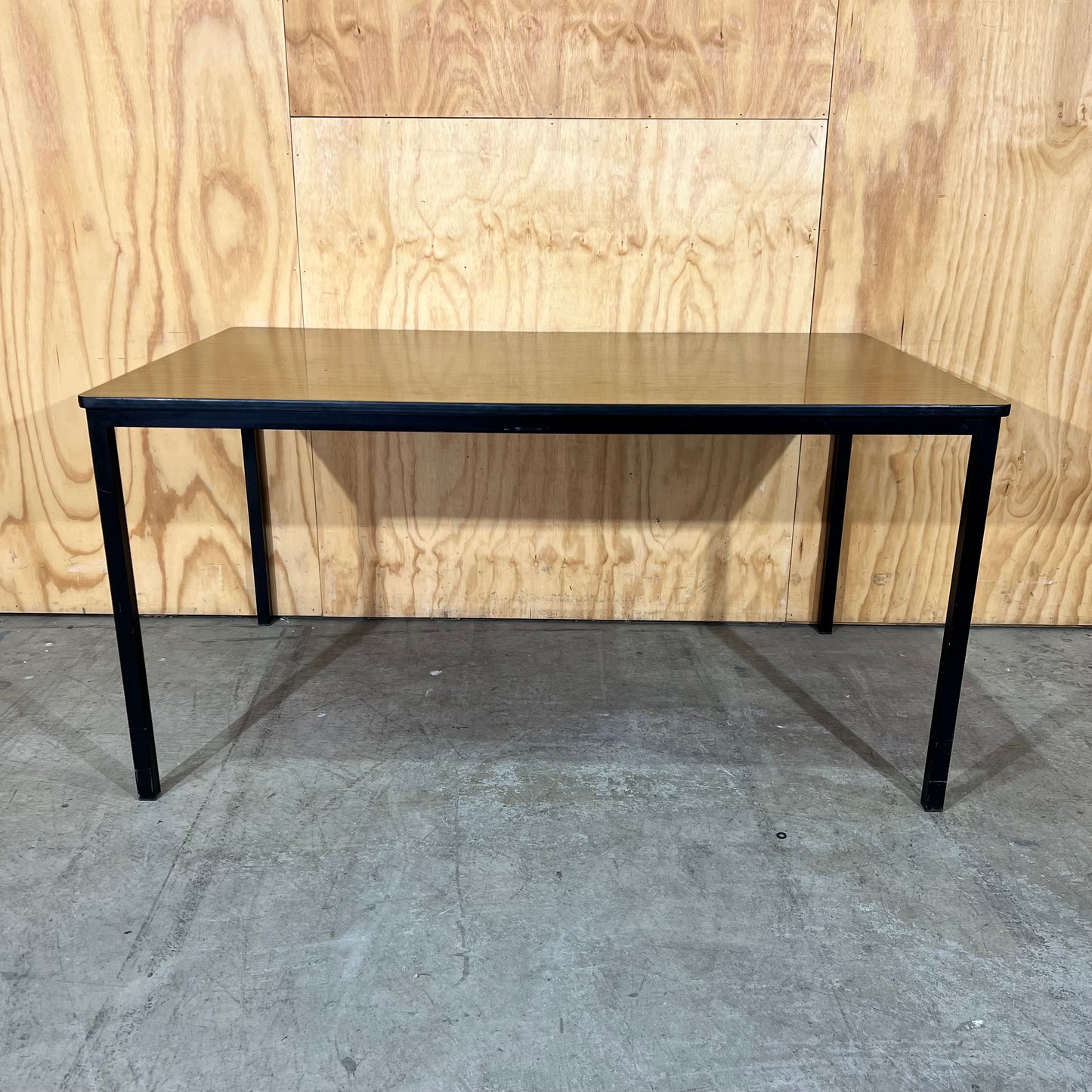Timber Laminate Table with Black Metal Frame