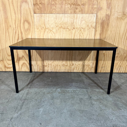 Timber Laminate Table with Black Metal Frame