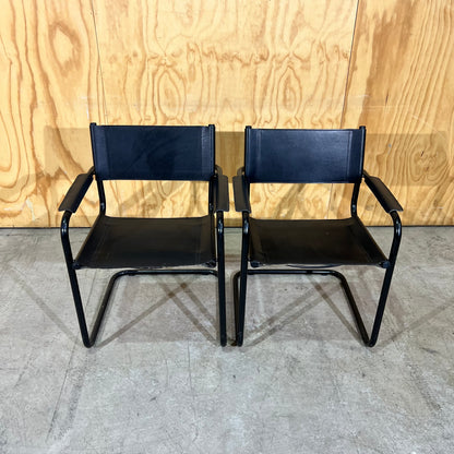 Black Director-Style Saddle Leather Chair