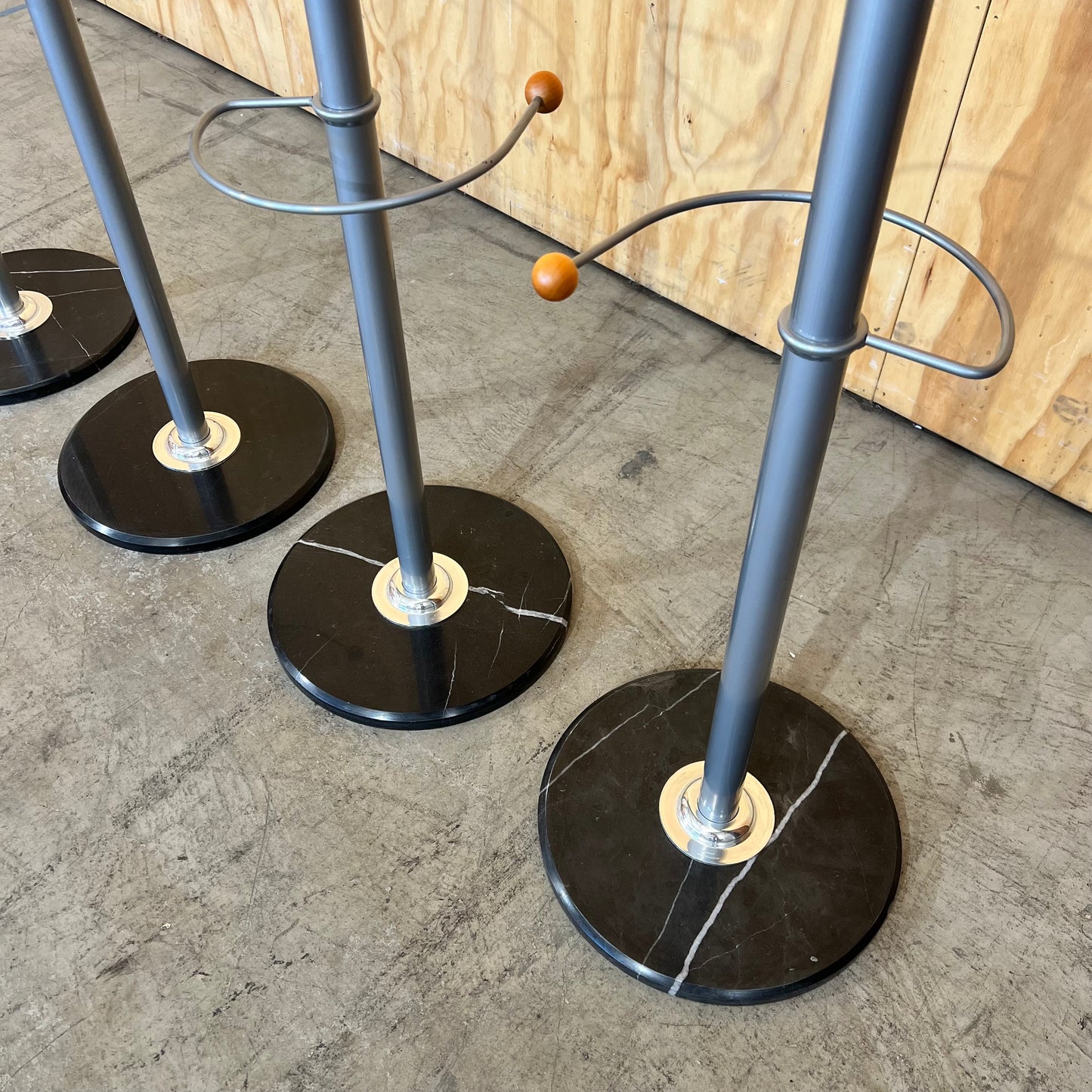 Grey Metal Coat Rack with Timber Knobs