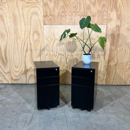 Slim Black Metal 3 Draw Pedestal