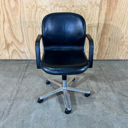 Wilkhahn FS 211/8 Black Leather Swivel Chair