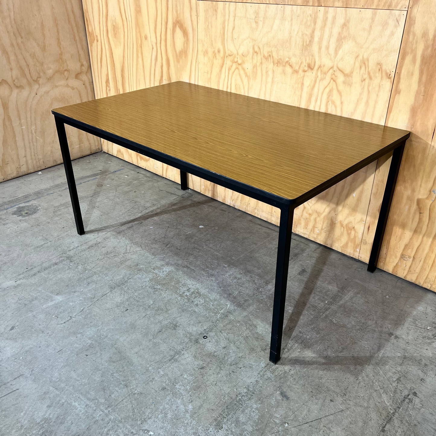 Timber Laminate Table with Black Metal Frame