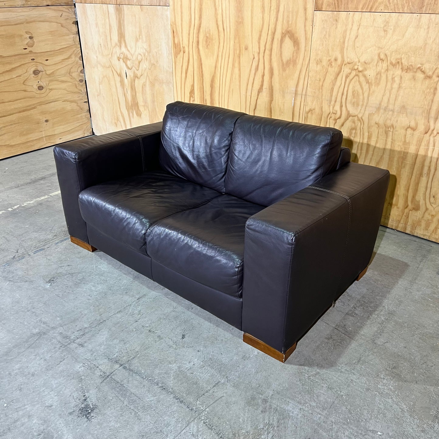 Leather 2 Seater Sofa in Black and Dark Brown